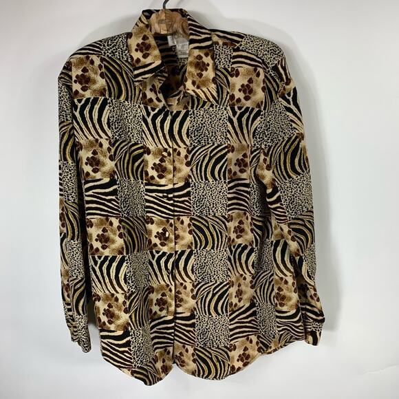 Jordan 90s Mixed Animal Print Blouse Sz Small - Picture 7 of 10